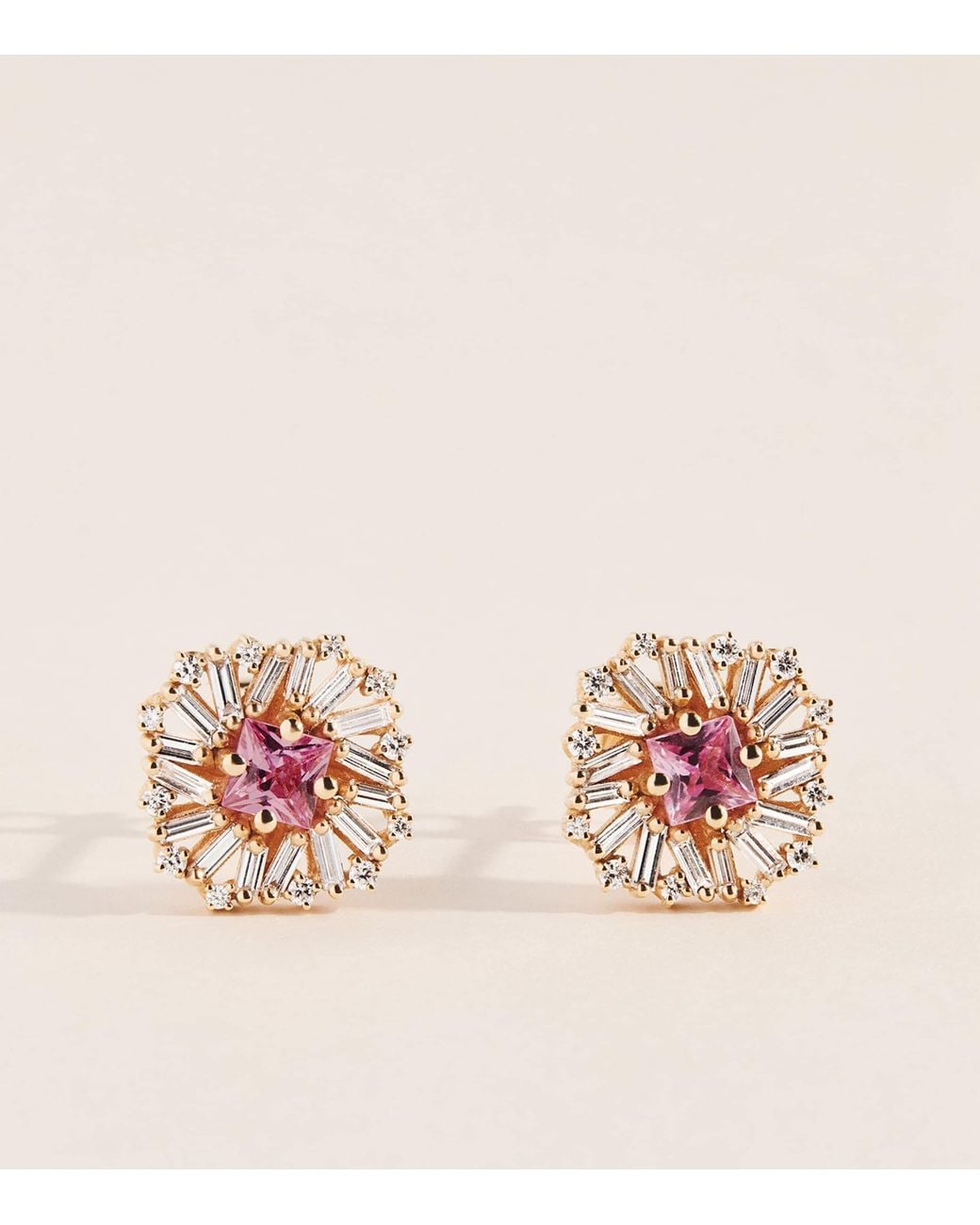 Suzanne Kalan Pink Sapphire And Diamond Flower Stud Earrings