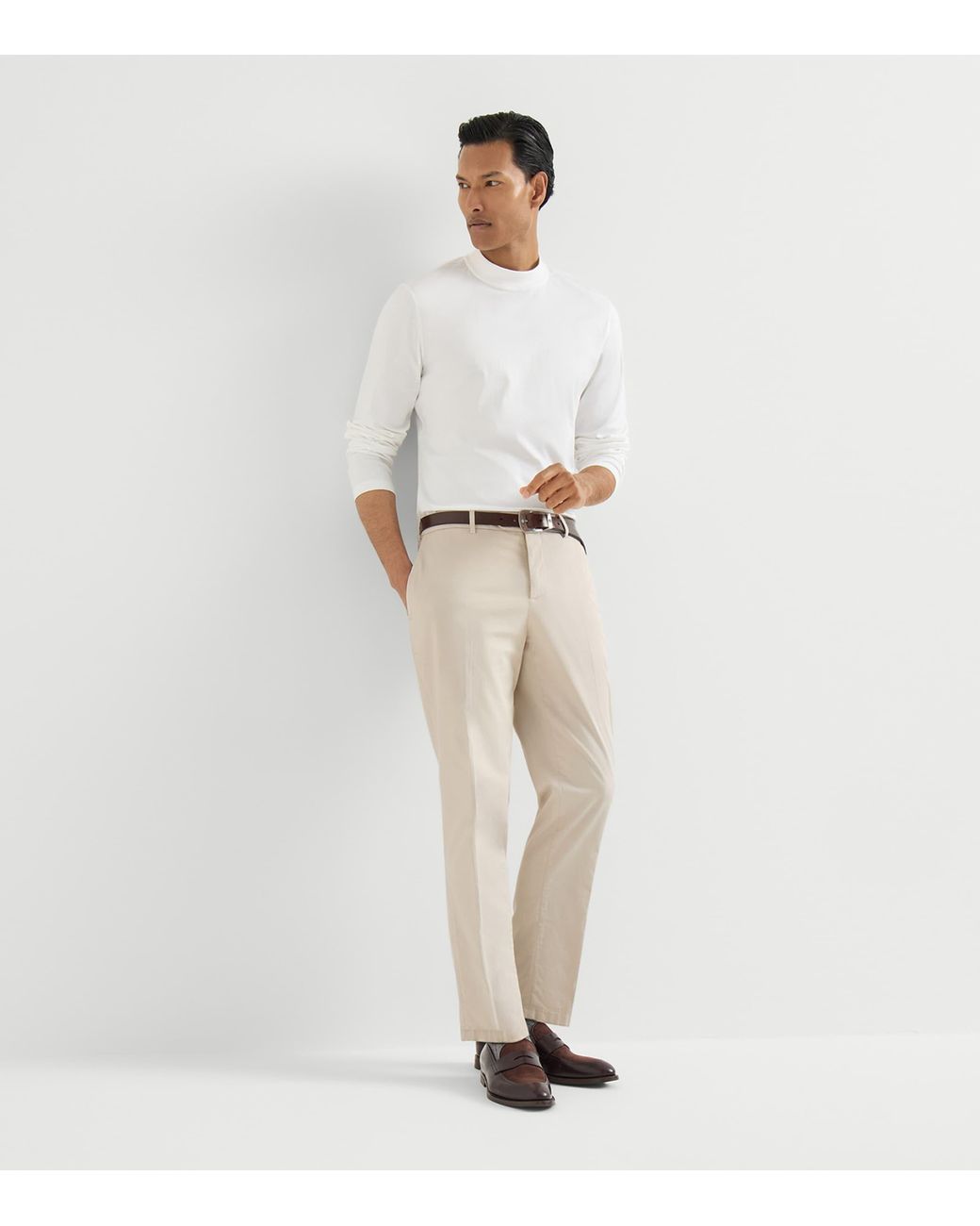 Brunello Cucinelli Natural Pima Cotton Comfort Gabardine Trousers for men