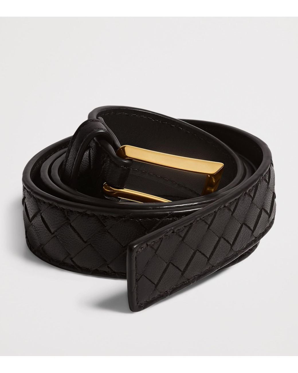 Bottega Veneta Black Calfskin Intrecciato Piccolo Belt