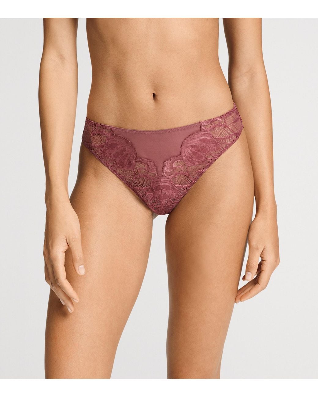 Hanro Pink Lace-Trim Lysia Thong