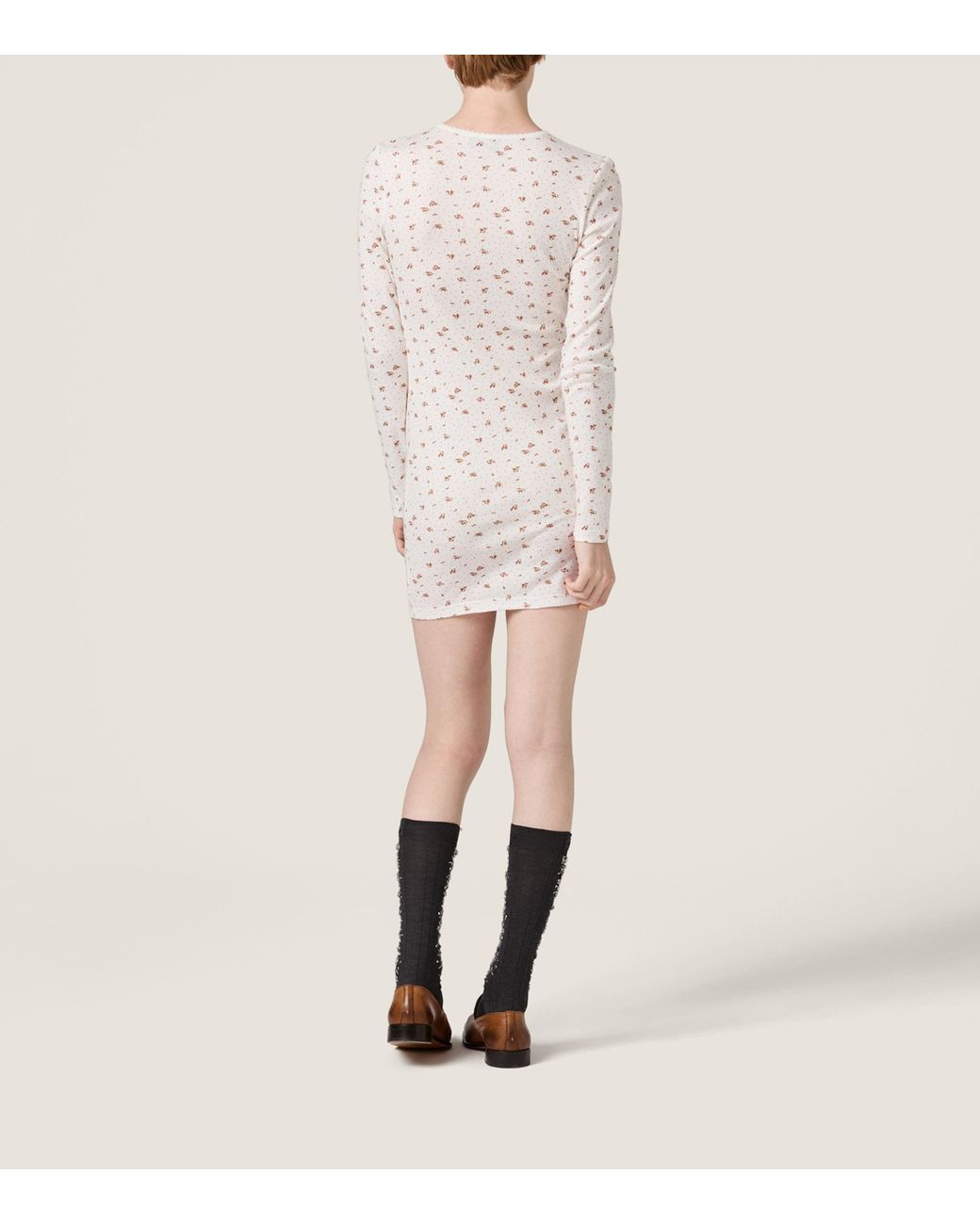 Miu Miu White Cotton Floral Print Mini Dress
