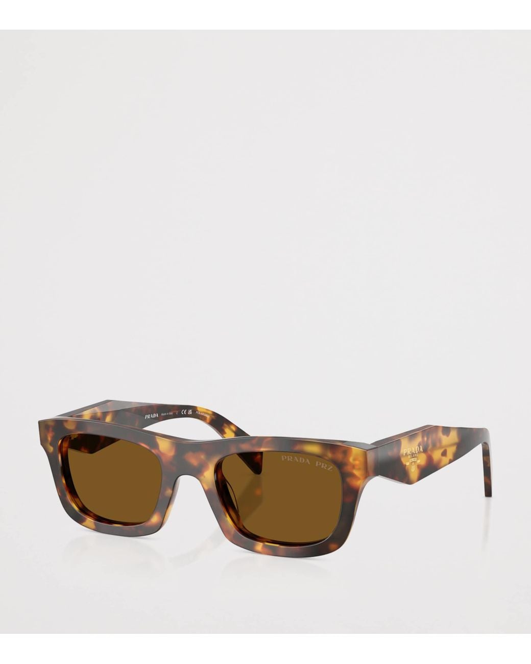 Prada Brown Acetate Rectangular Sunglasses