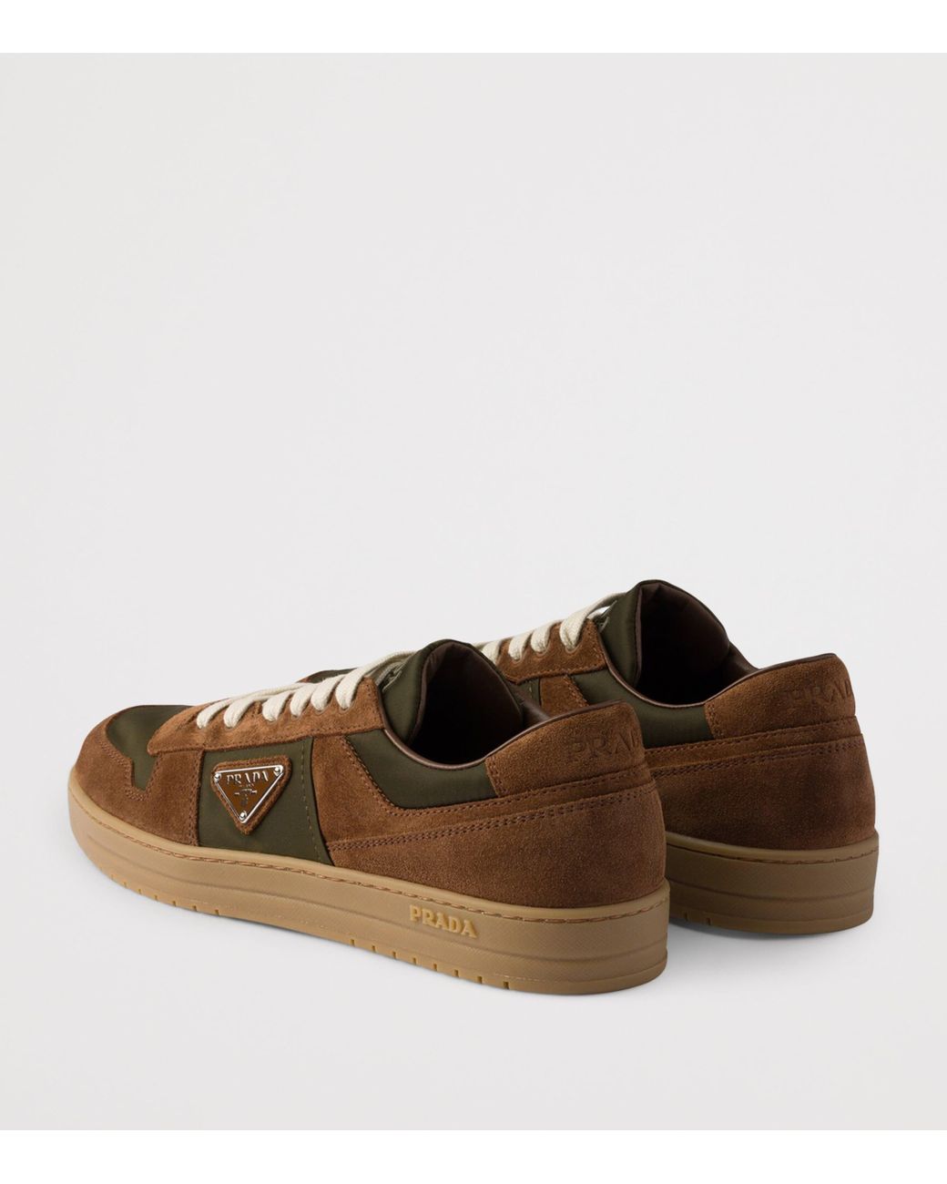 Prada Brown Suede And Re-Nylon Downtown Sneakers for men