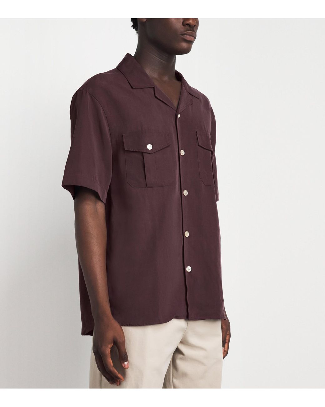 Eleventy Purple Pocket-Detail Bowling Shirt for men