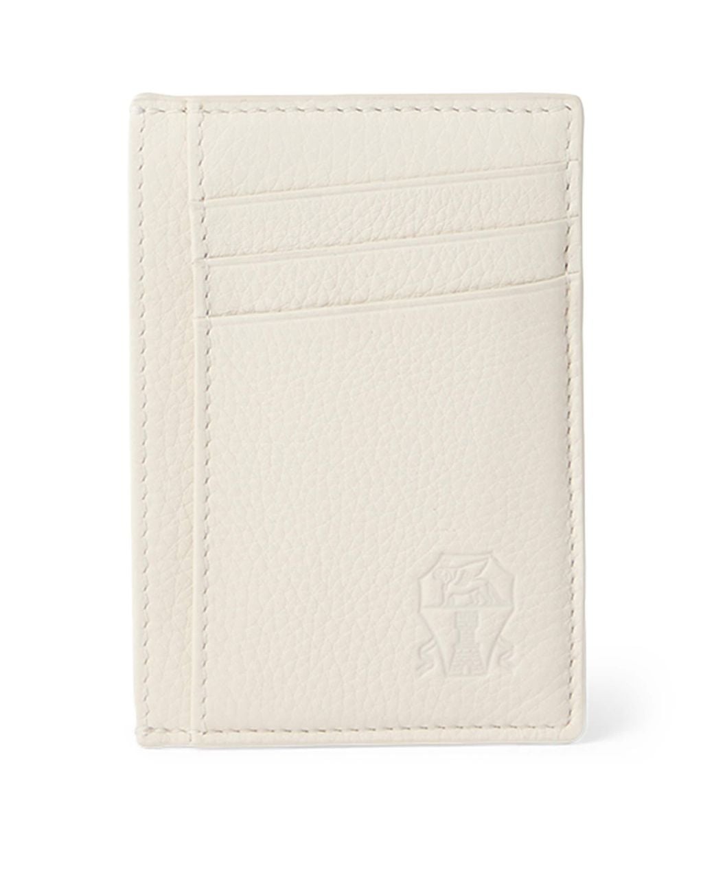 Brunello Cucinelli Natural Grained Leather Card Holder for men