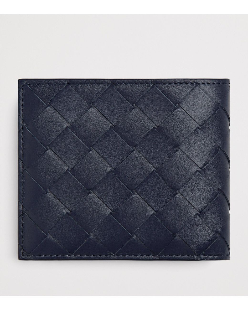 Bottega Veneta Blue Leather Intrecciato Bifold Wallet for men