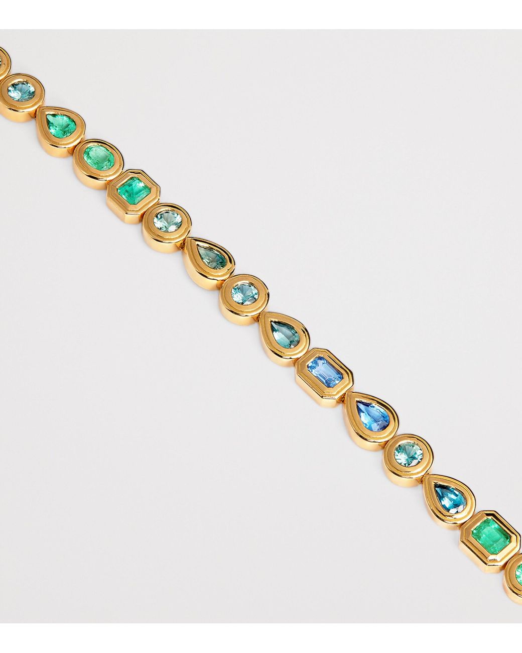 Azlee Natural Emerald And Sapphire Staircase Bracelet