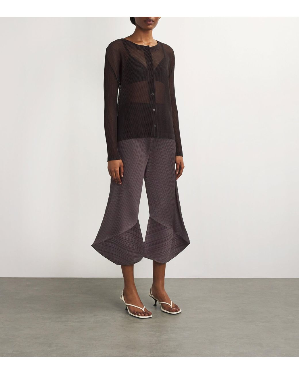 Pleats Please Issey Miyake Pleated Chili Peppers Wide-Leg Trousers  