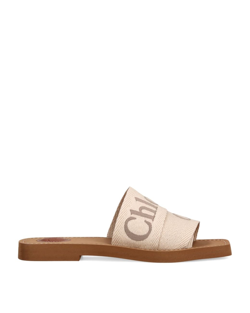 Chloé Natural Canvas Jacquard Woody Sandals