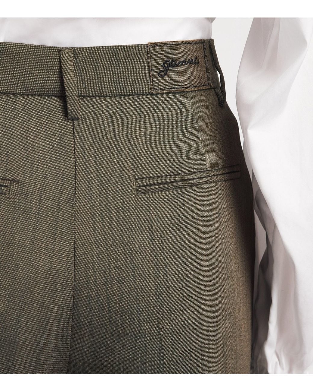 Ganni Gray Wool Straight Trousers for men