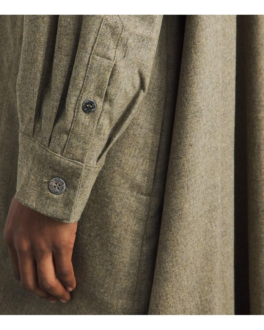 Eskandar Green Wool-Blend Shirt Dress