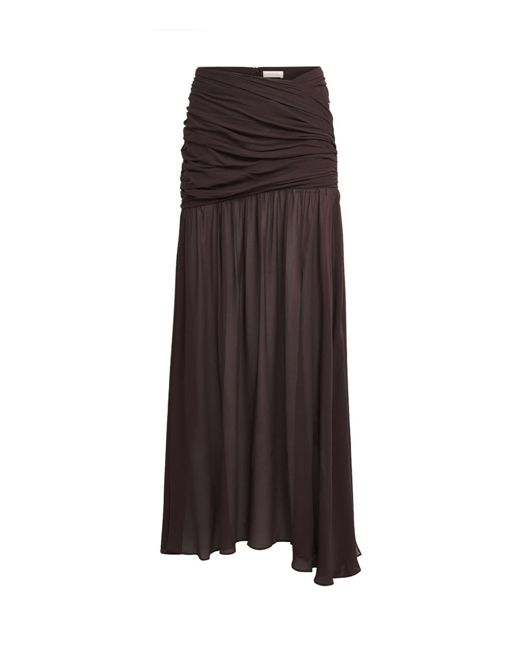 De La Vali Brown Georgette Gathered Amaya Maxi Skirt