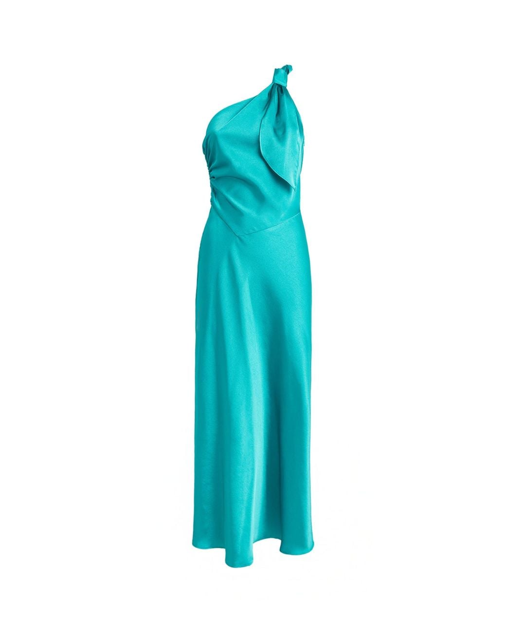 Sandro Blue Satin Asymmetric Midi Dress
