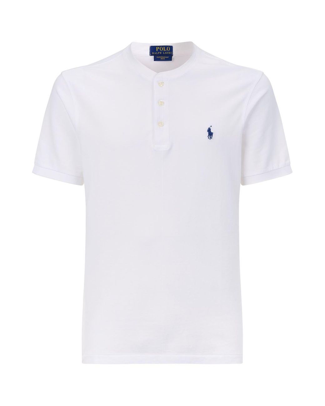Polo Ralph Lauren Weathered Collarless Polo Shirt in White for Men | Lyst