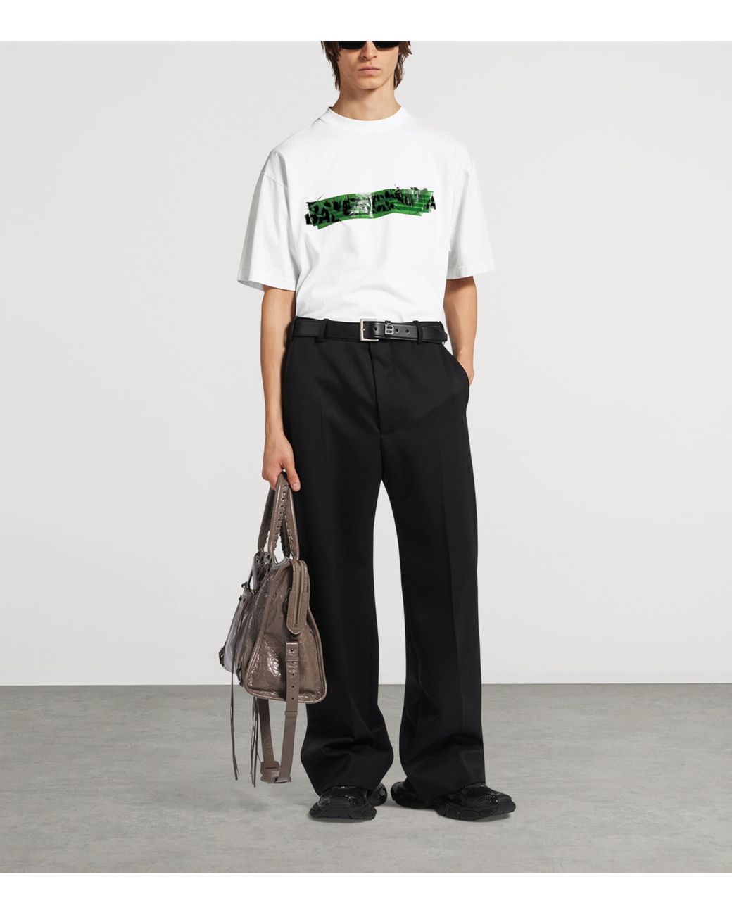 Balenciaga White Cotton Messy Spray T-Shirt for men