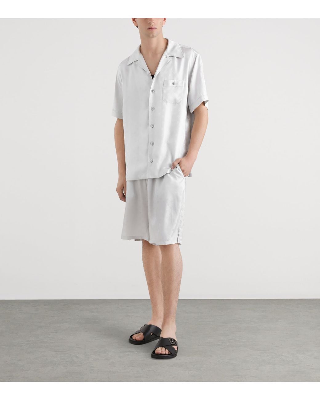 Dolce & Gabbana White Wool Logo Short-Sleeve Shirt for men