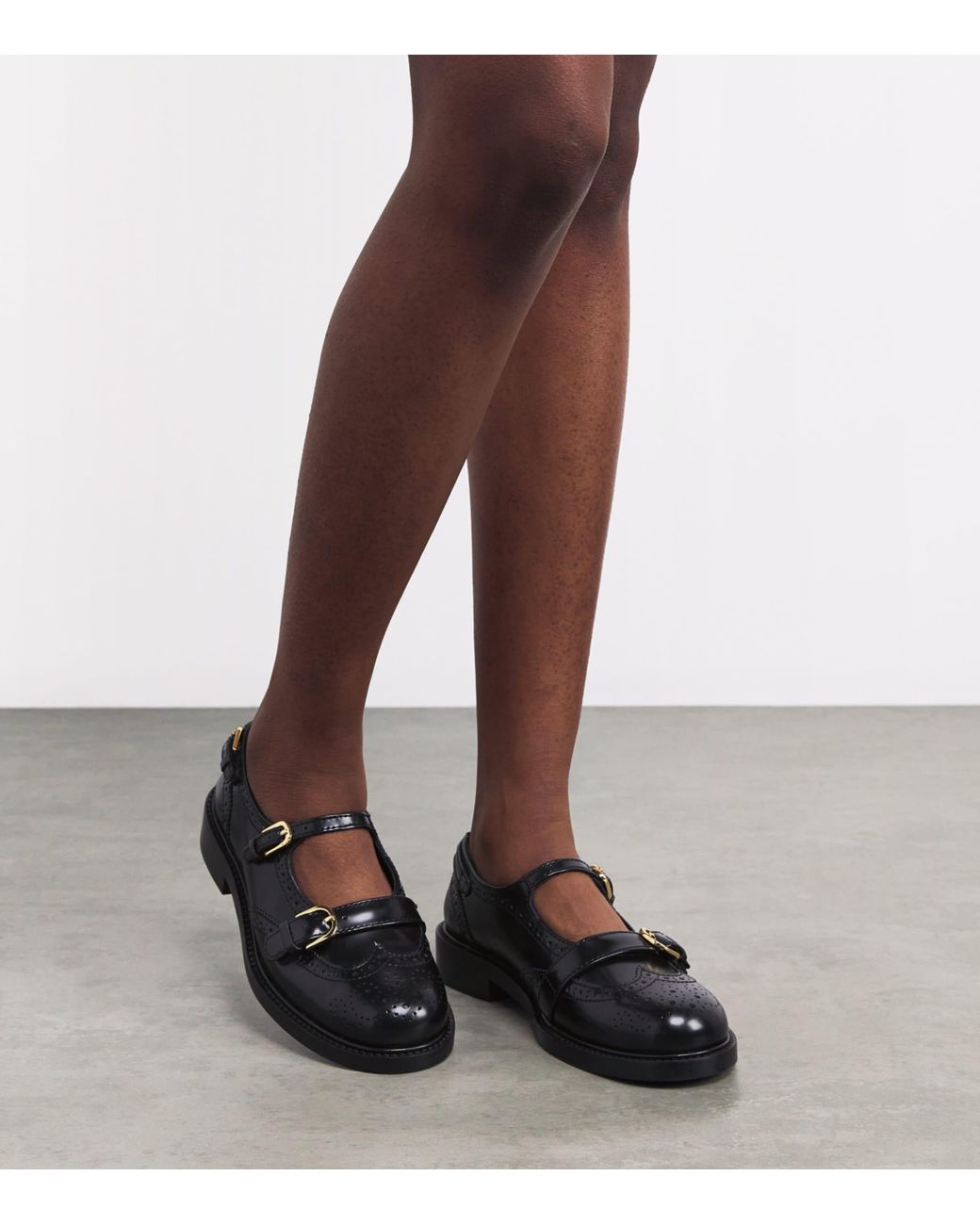 Sandro Black Leather Mary Jane Derby Shoes
