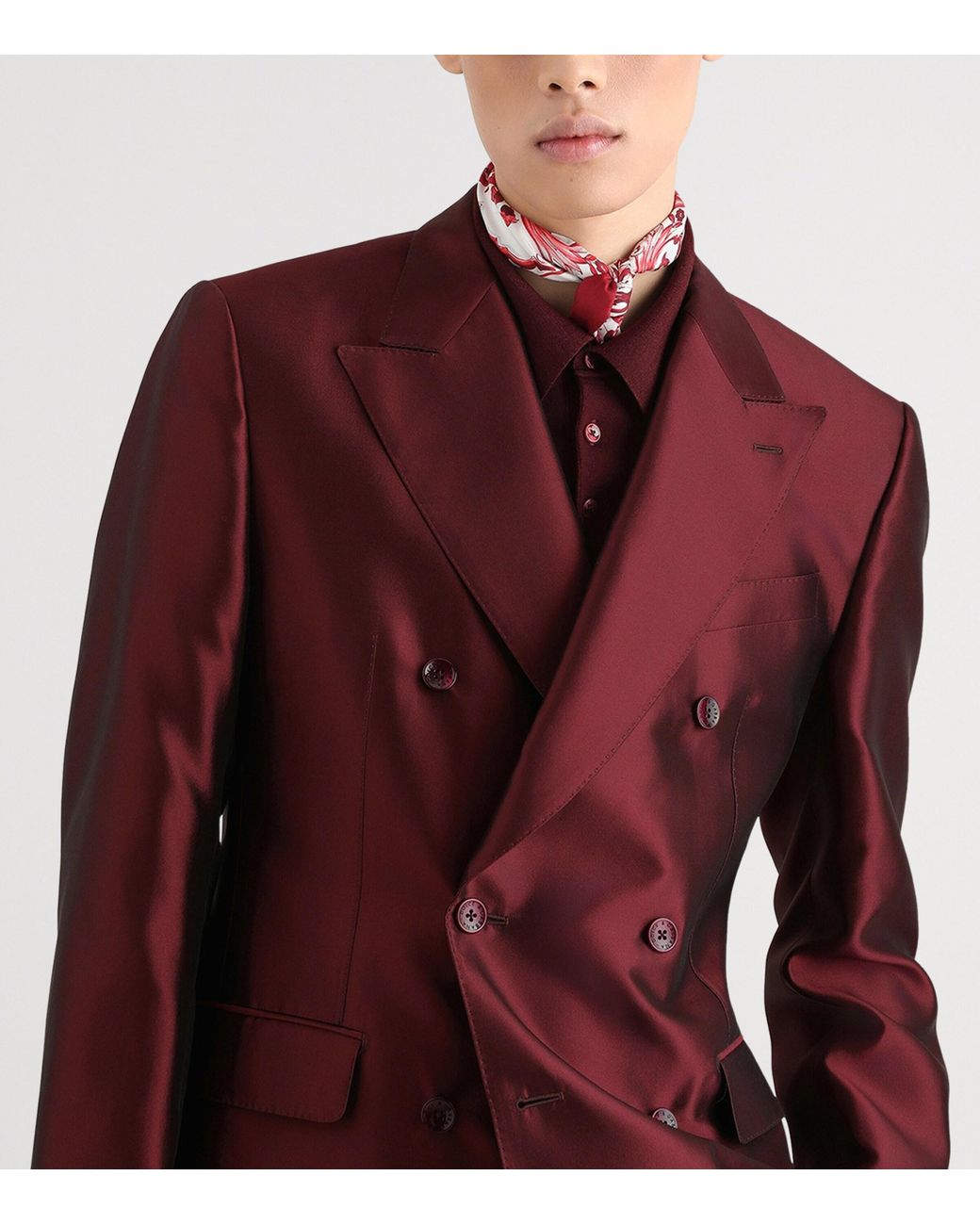 Dolce & Gabbana Purple Satin Double-Breasted Blazer for men
