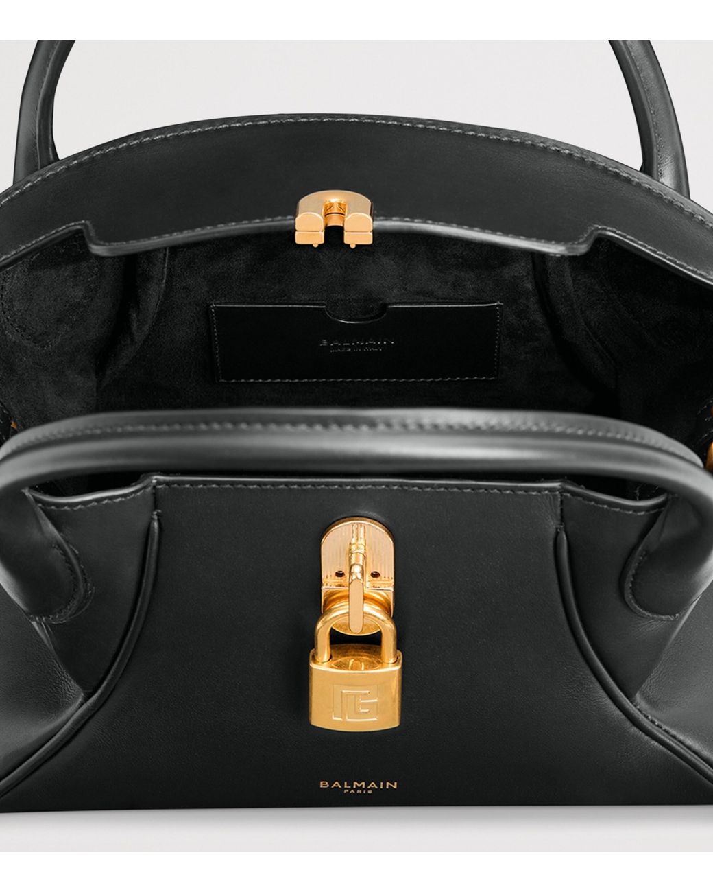 Balmain Black Small Leather Pulse Day Top-Handle Bag