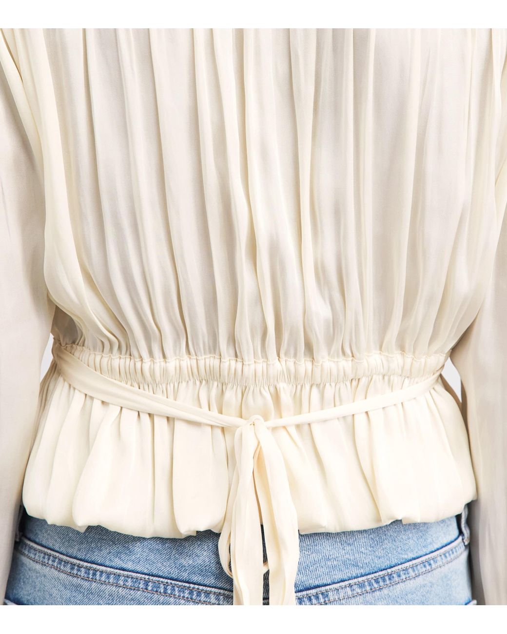 PAIGE White Eco Satin Gansevoort Blouse
