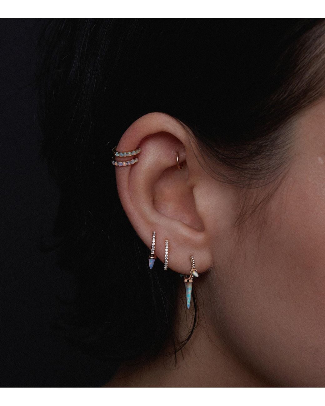 Maria Tash Metallic Diamond Eternity Single Hoop Earring