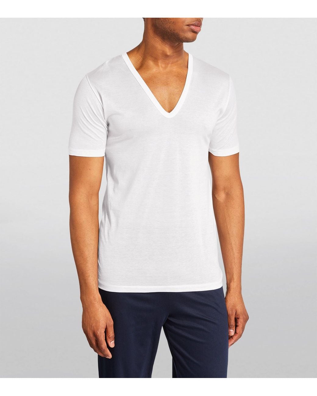 Zimmerli of Switzerland White Cotton V-Neck T-Shirt for men