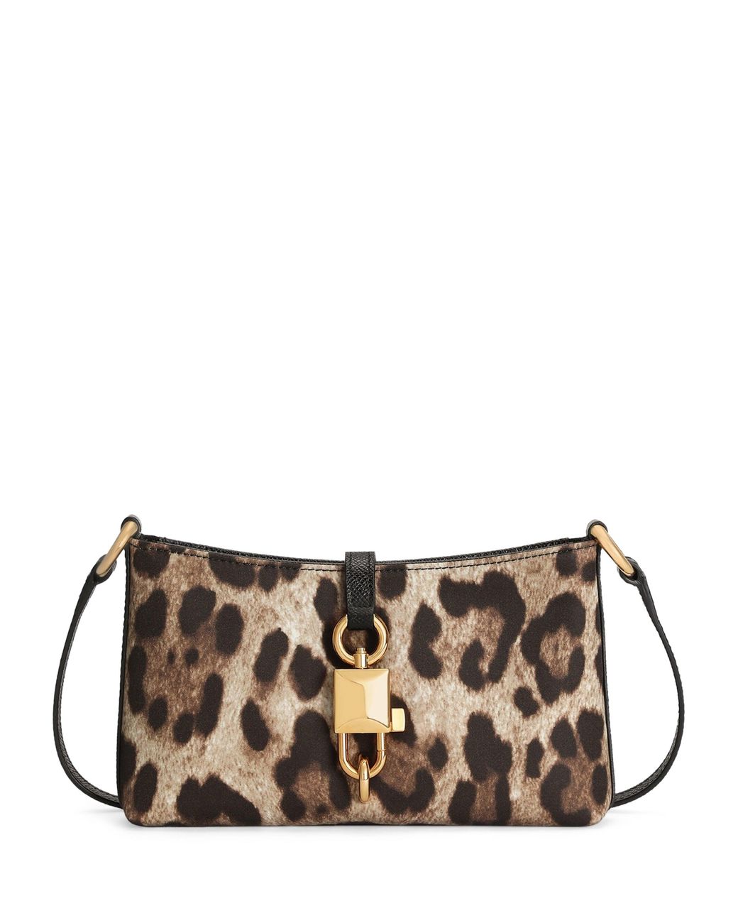 Dolce & Gabbana Brown Leopard-Print Lock Shoulder Bag