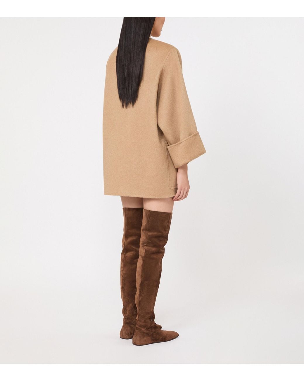 Max Mara Natural Camel-Wool Short Belted Coat