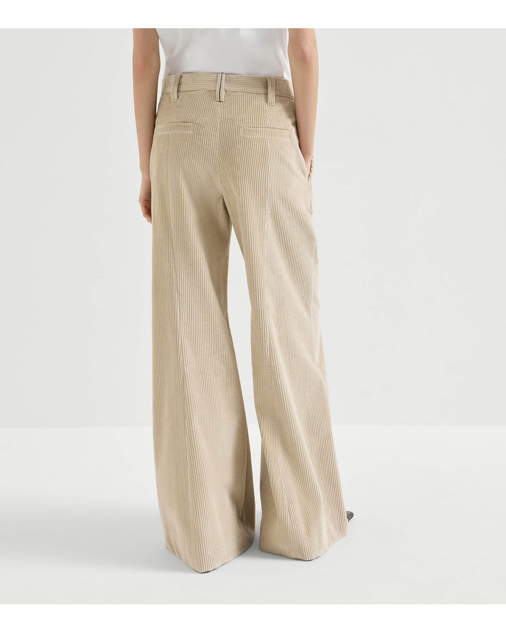 Brunello Cucinelli Natural Corduroy Flared Trousers