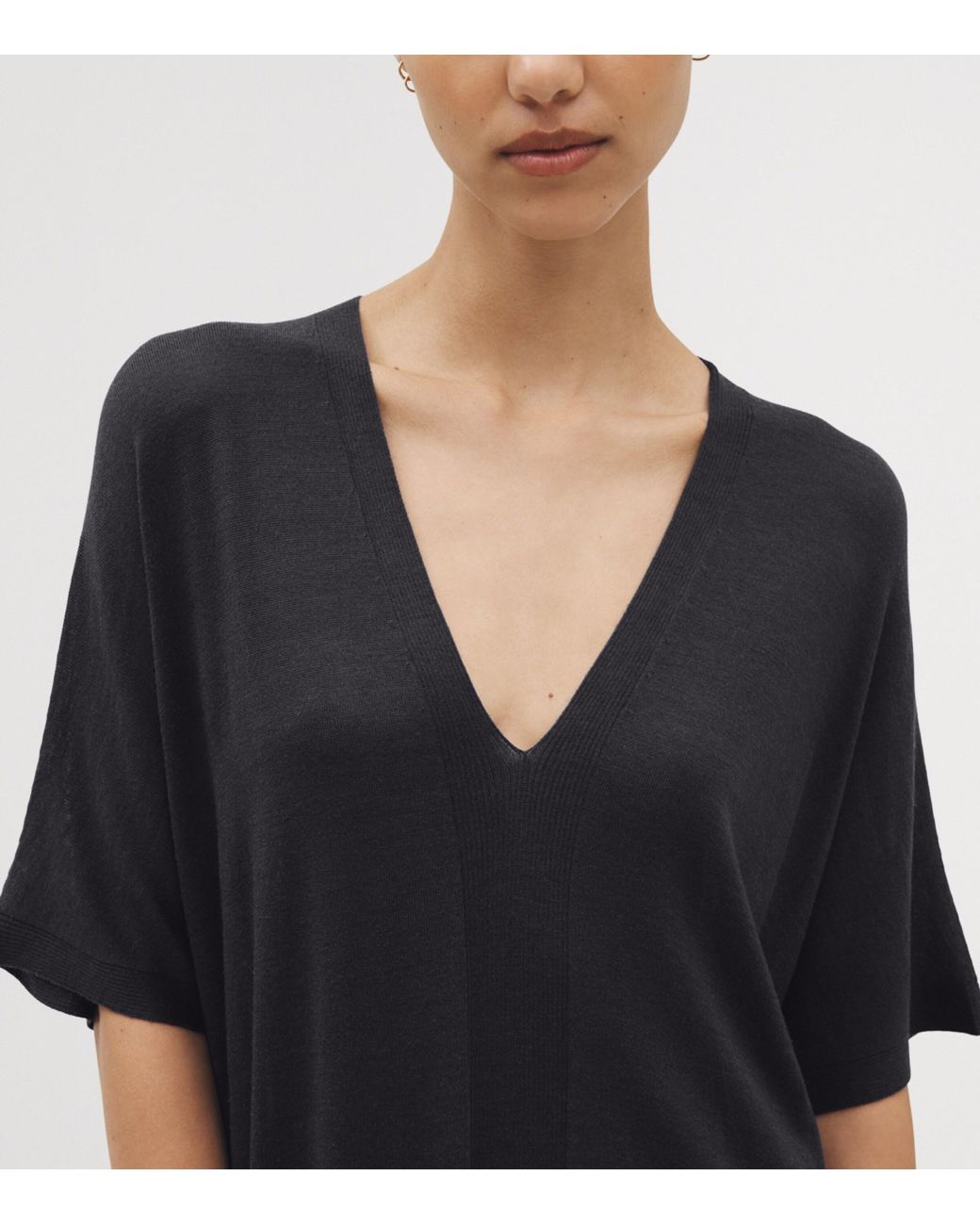 Shelep Black Merino Wool-Silk Kaftan
