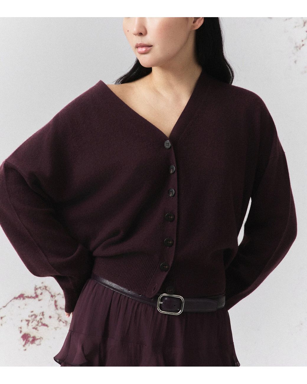 Marella Purple Cashmere V-Neck Cardigan