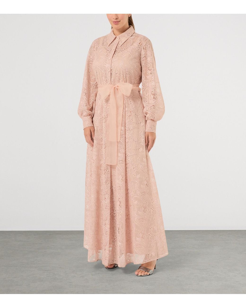 Marina Rinaldi Pink Embroidered Maxi Shirt Dress