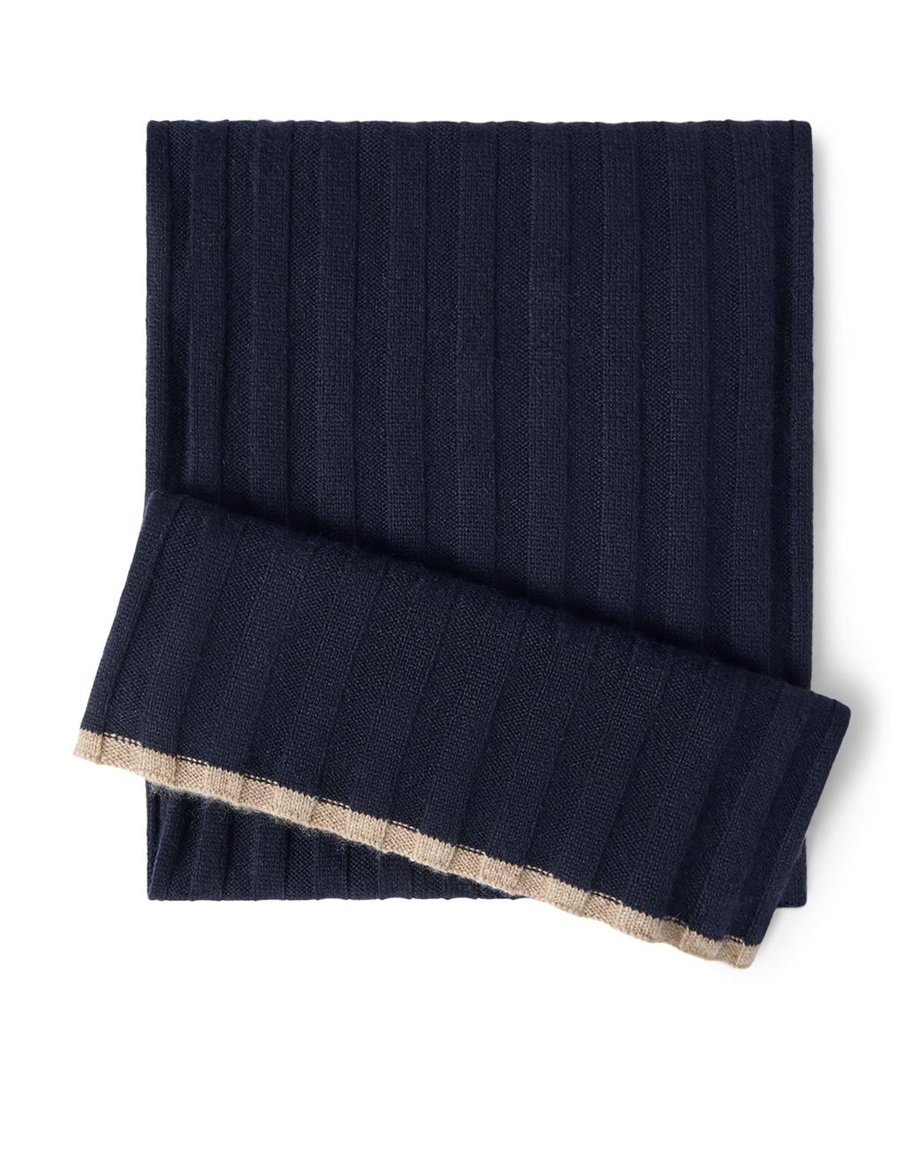 Brunello Cucinelli Blue Cashmere Ribbed Scarf for men