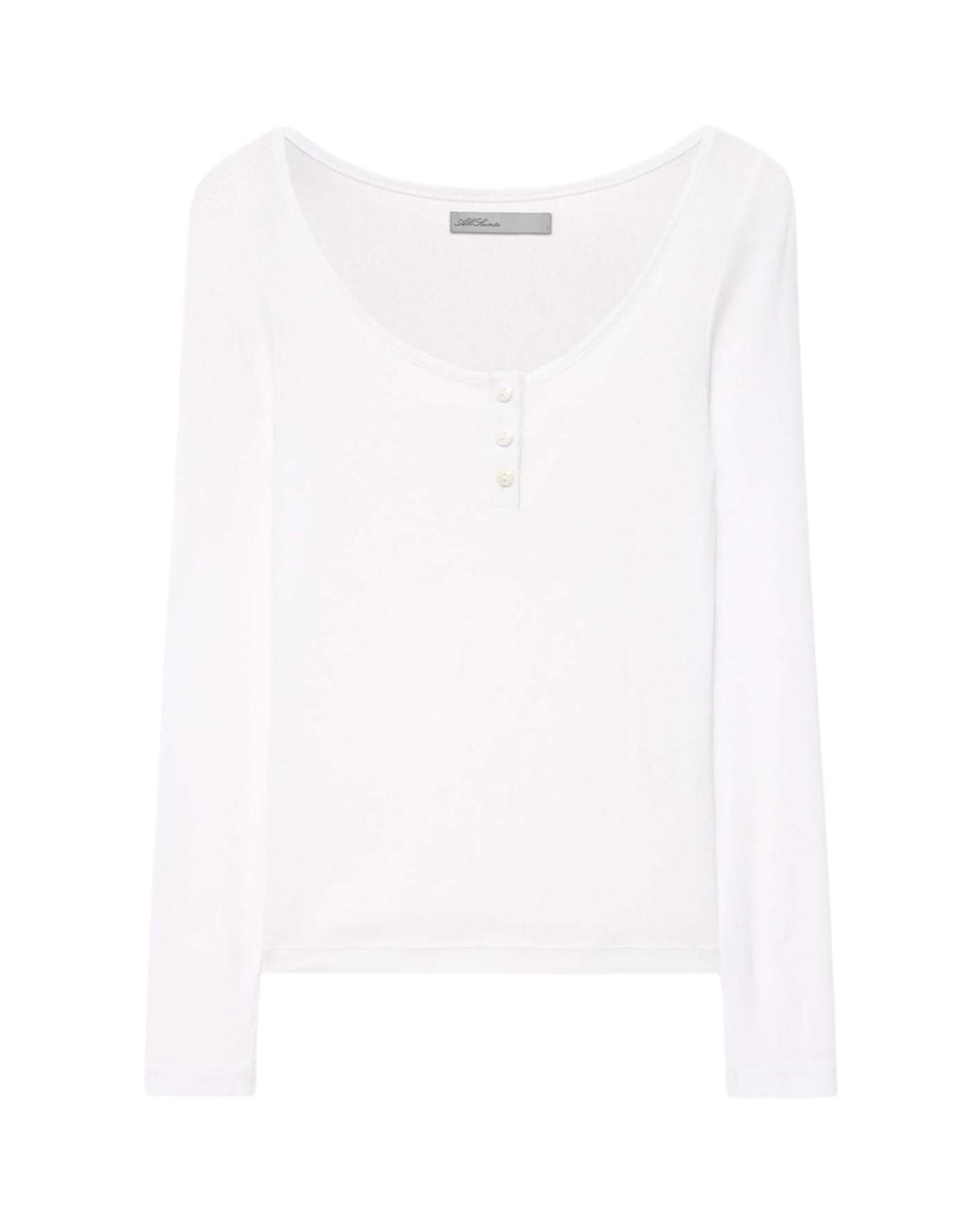 AllSaints White Jules Henley Long-Sleeve T-Shirt