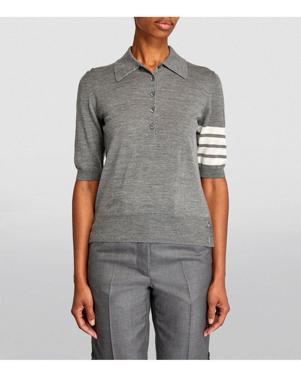 Thom Browne Gray 4-Bar Polo Shirt