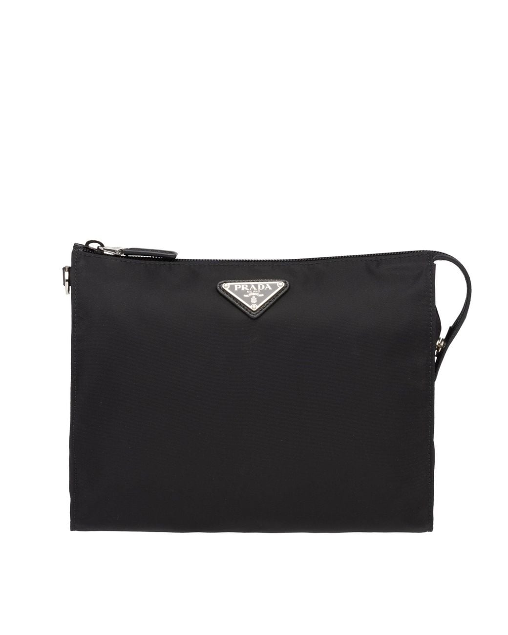 Prada Black Re-Nylon And Saffiano Leather Pouch for men