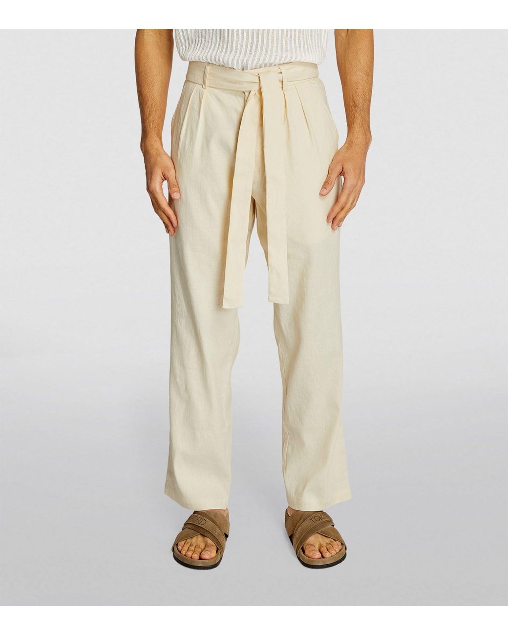 Commas Linen-blend Tailored Trousers in Natural for Men