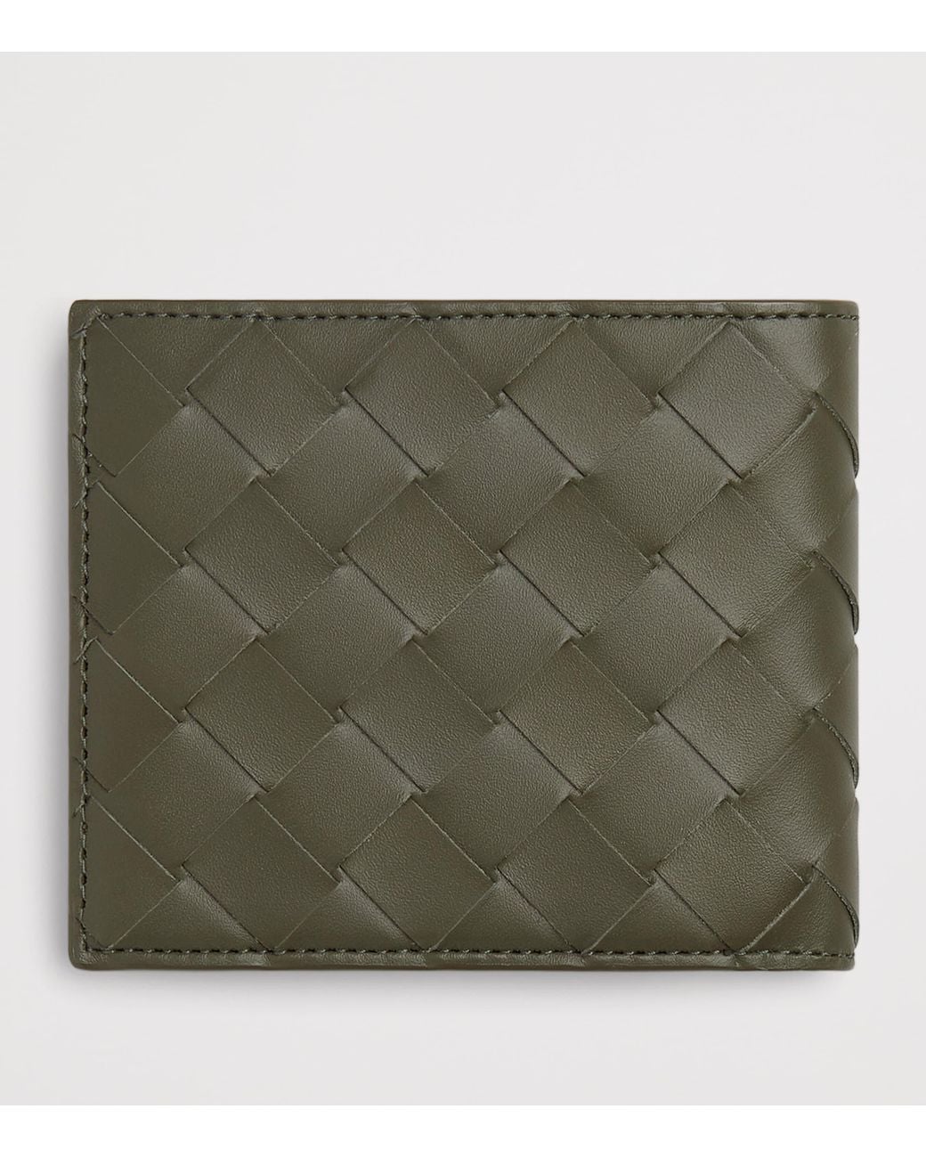 Bottega Veneta Green Leather Intrecciato Bifold Wallet for men