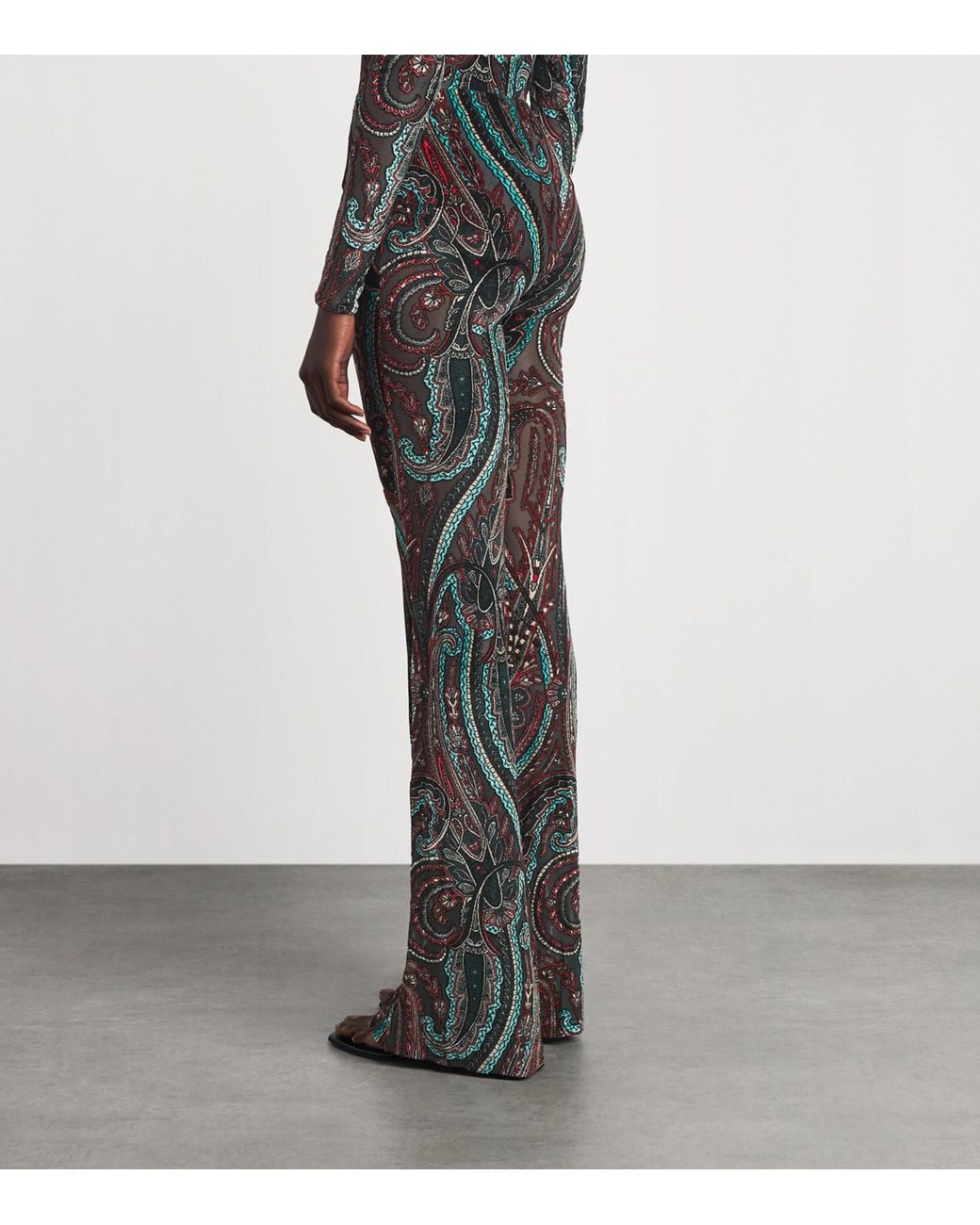 Etro Black Appliqué-Mesh Leggings