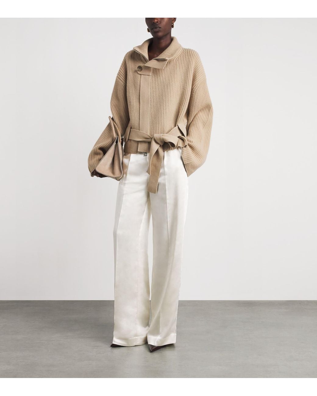 Brandon Maxwell Natural Cashmere Belted Neal Jacket