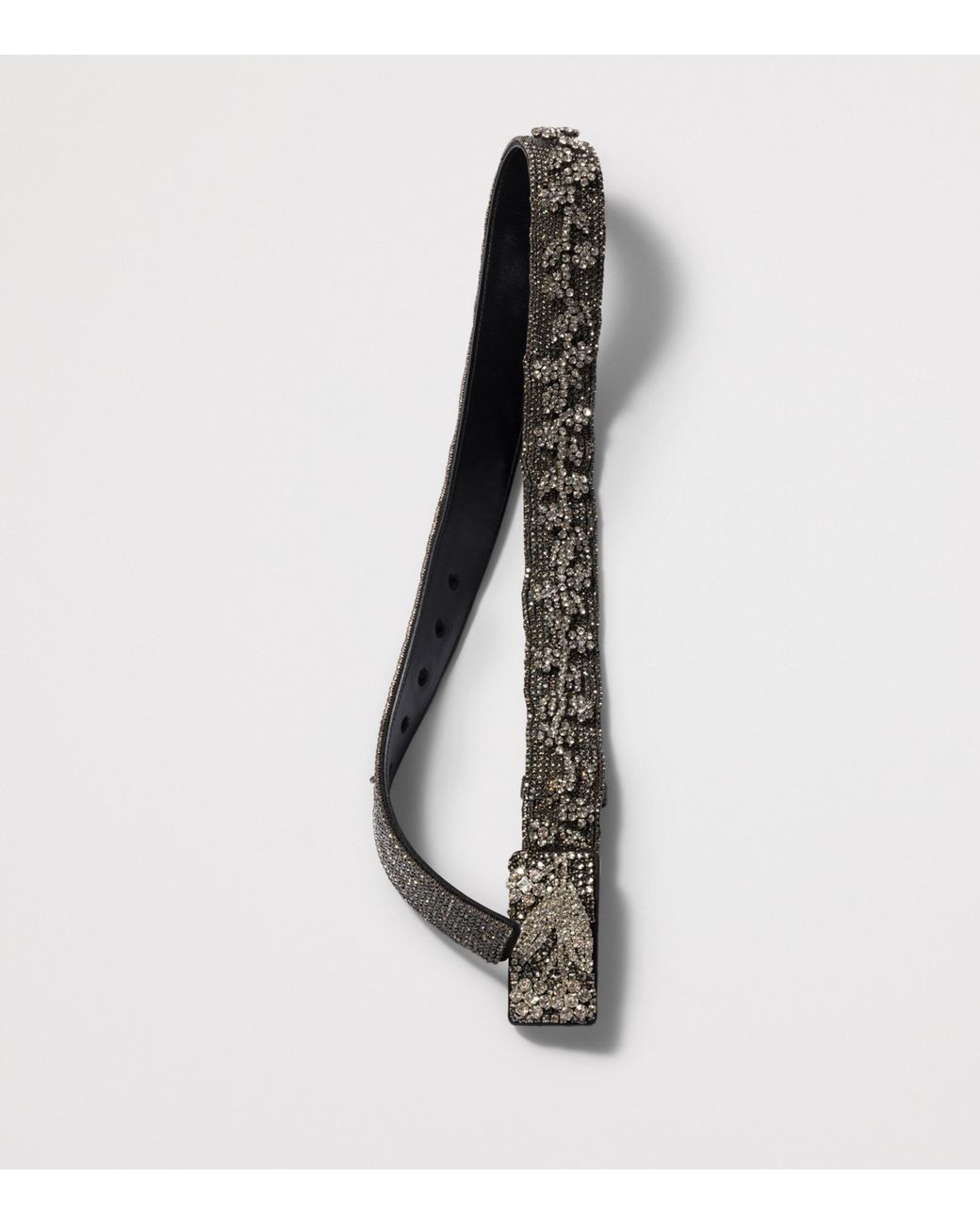 Miu Miu Black Silk-Crystal Embroidered Duchesse Belt