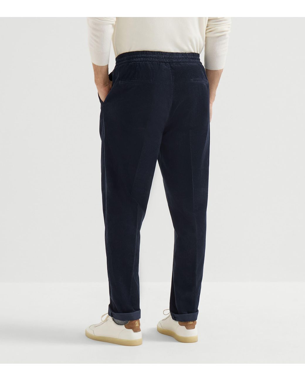 Brunello Cucinelli Blue Cotton Drawstring Trousers for men