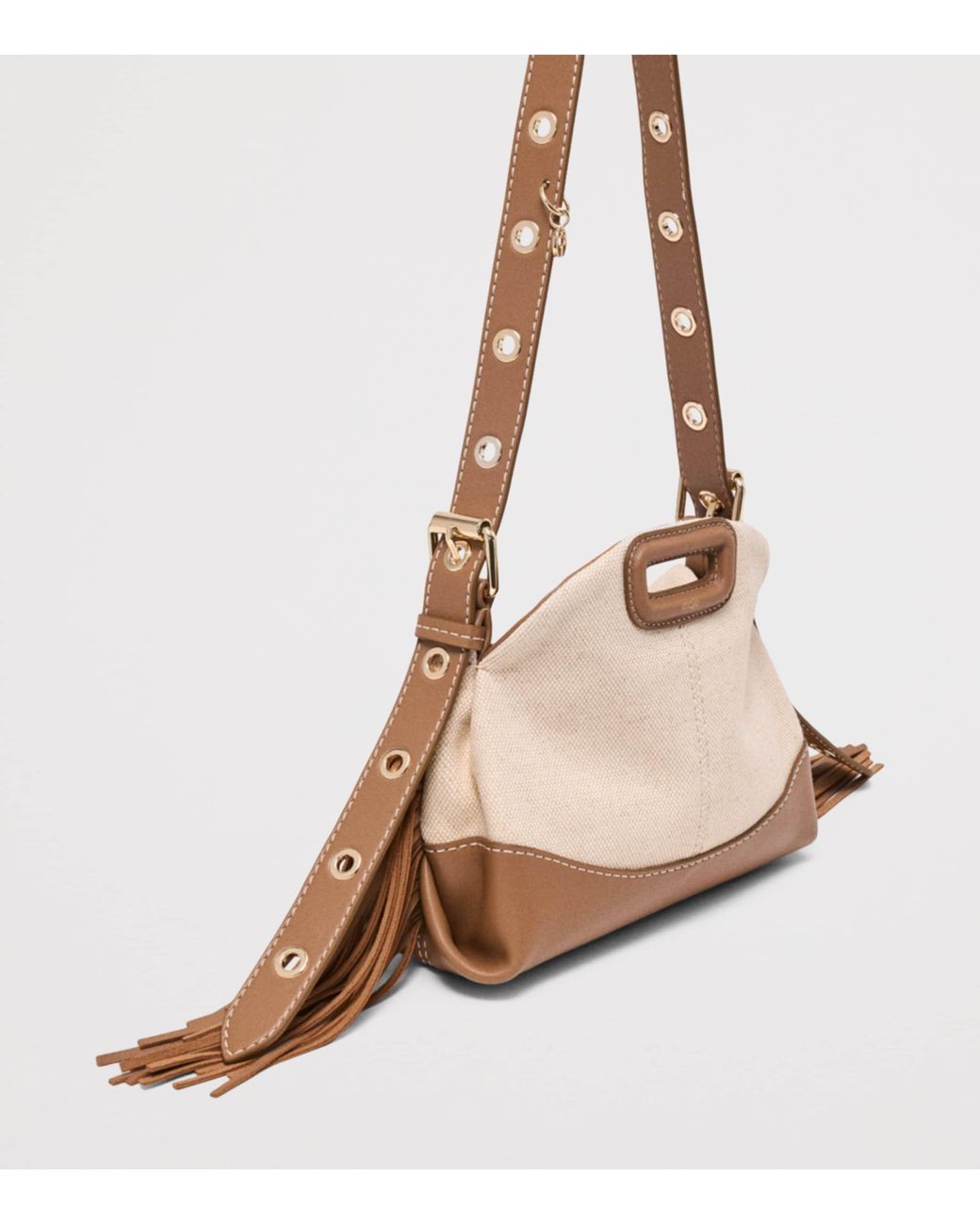 Maje Natural Small Canvas Miss M Shoulder Bag