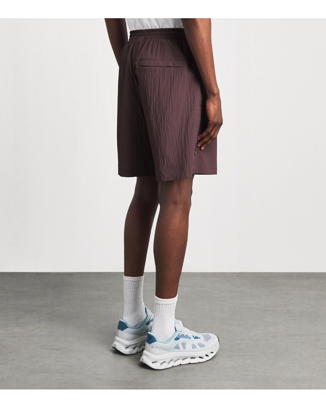 On Shoes Purple Seersucker Courtside Shorts for men