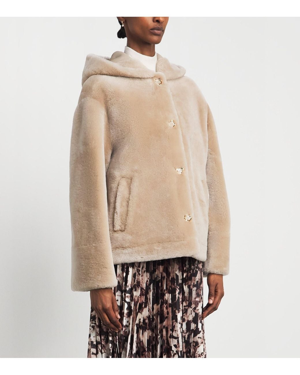 Agnona Natural Shearling Hooded Jacket