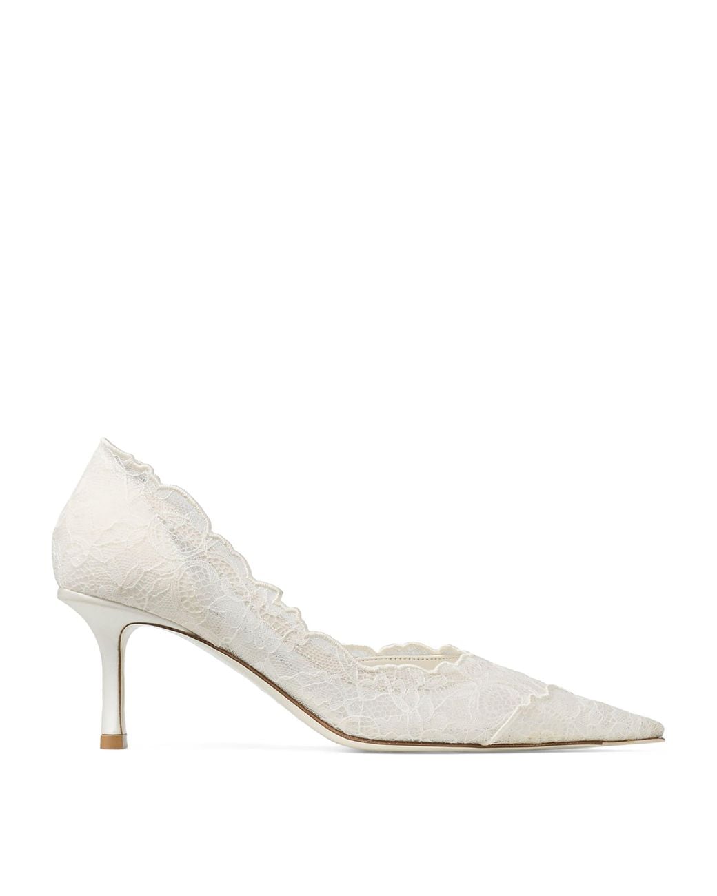 Jimmy Choo White Faiz 95 Lace Heeled Pumps