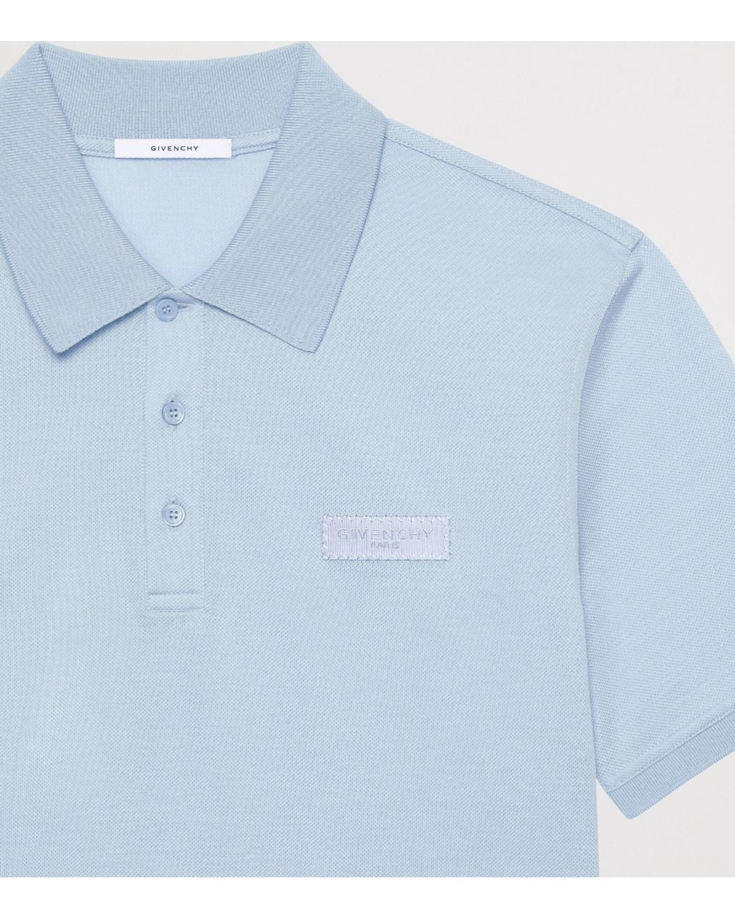 Givenchy Blue Cotton Grosgrain Logo Polo Shirt for men