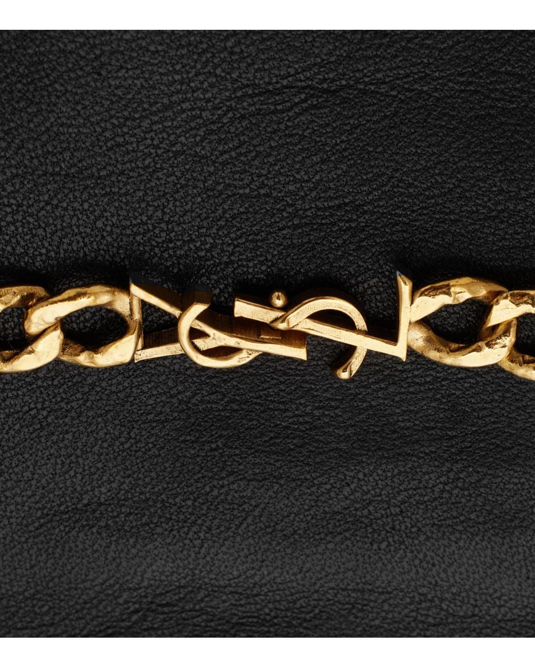 Saint Laurent Black Leather Cashmere-Lined Chain-Detail Gloves