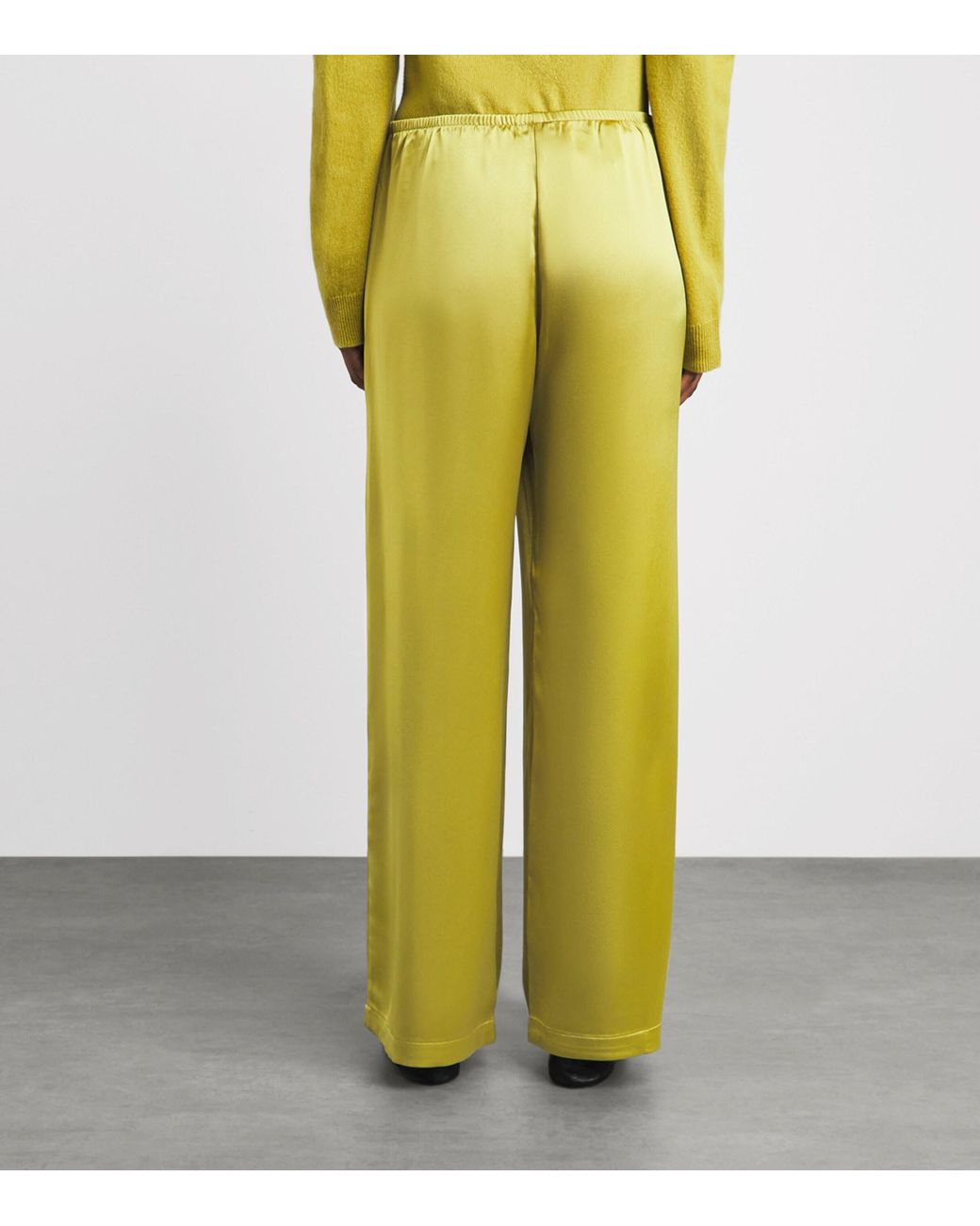 Leset Yellow Satin Barb Wide-Leg Trousers
