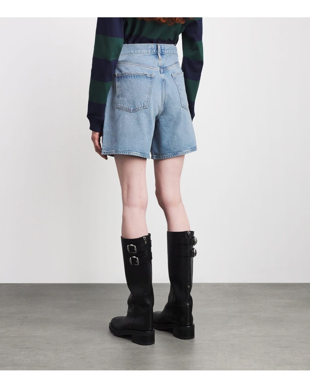 Agolde Blue Denim Dame Wide-Leg Shorts